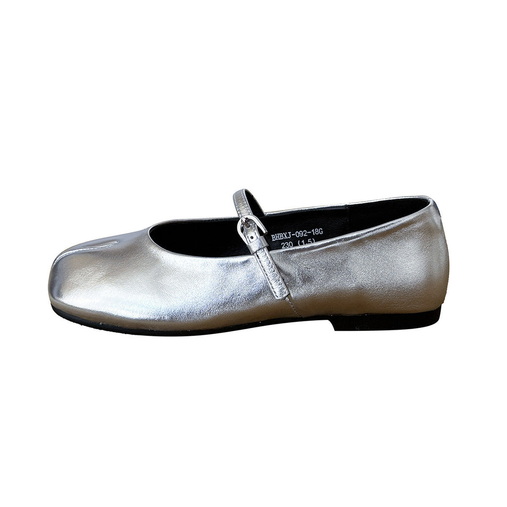 Women's Ballet Flats with Elegant Strap and Shimmering Finish