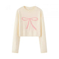 Women's Cropped Pullover with Playful Bow Motif