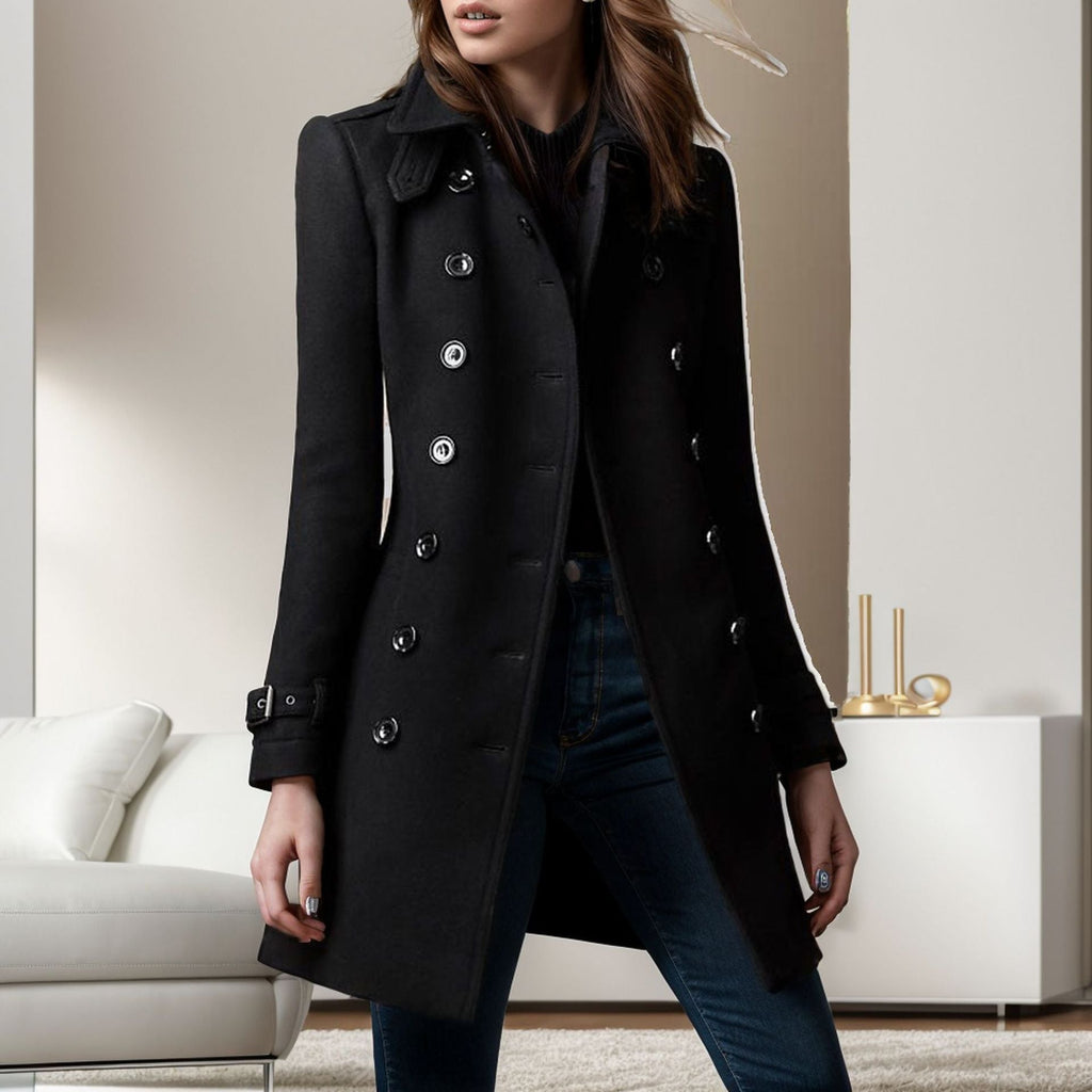 Women's Elegant Trench Coat with Double-Breasted Design