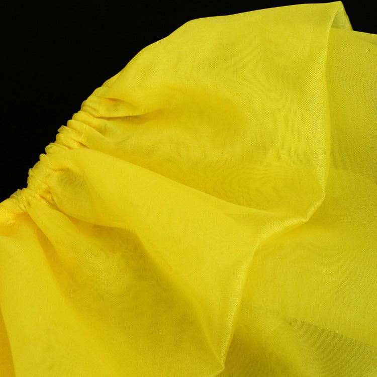 Women's Blouse with Voluminous Ruffle Sleeves and Elegant Waist Tie