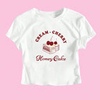Women's Crop T-Shirt with Creative Dessert Motif
