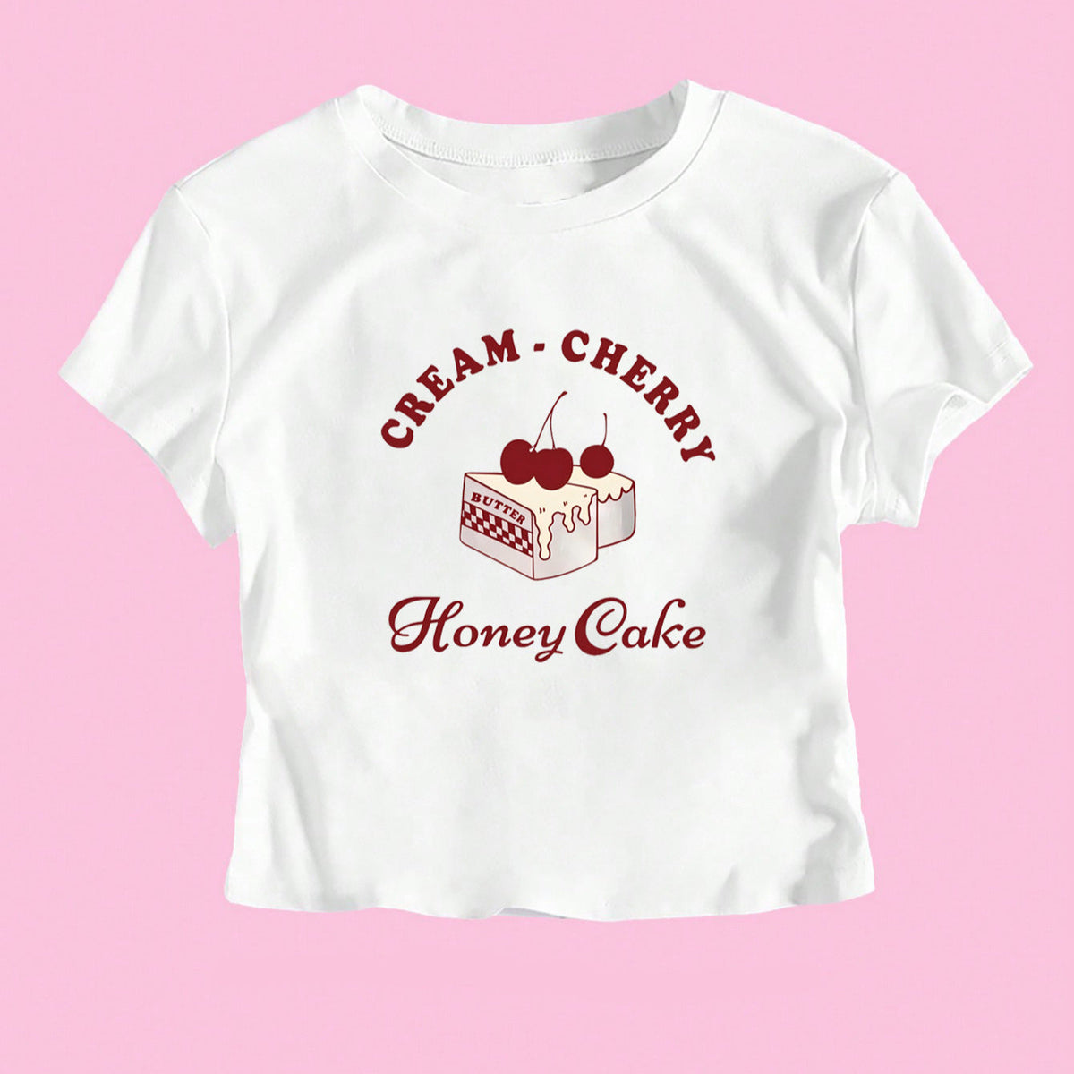 Women's Crop T-Shirt with Creative Dessert Motif
