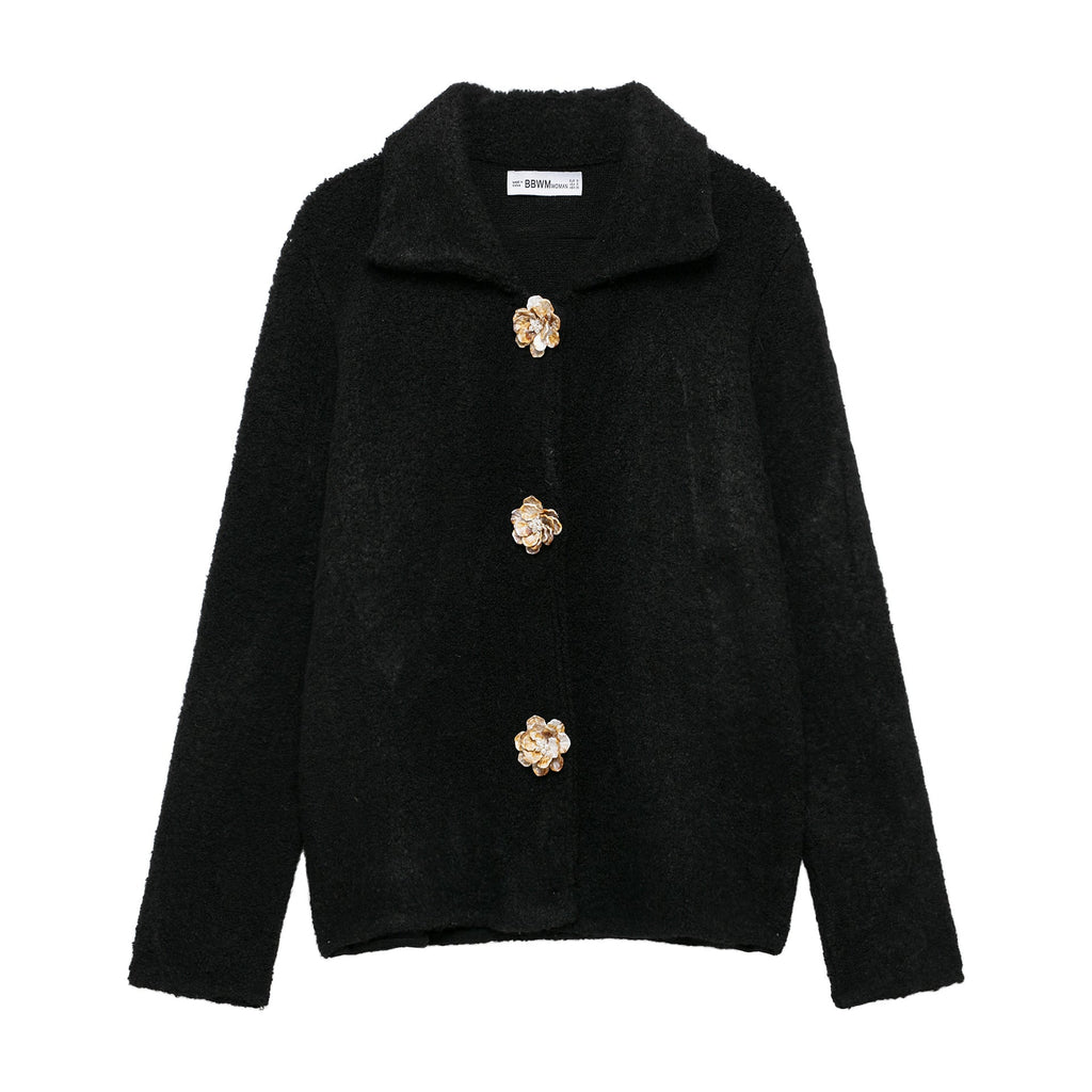 Women's Elegant Cardigan with Decorative Button Details