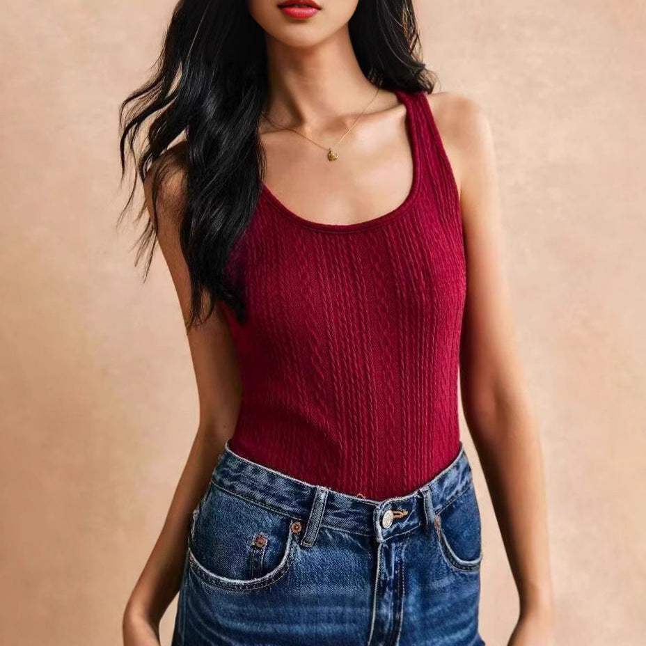 Women's Sleeveless Top with Textured Fabric