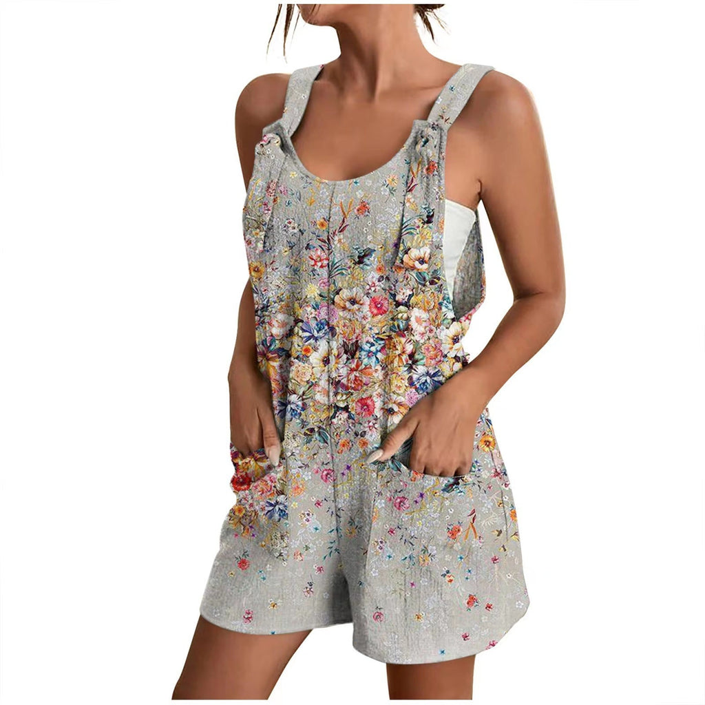 Women's Casual Floral Jumpsuit with Pockets