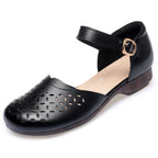 Women's Ballet Flats with Cut-Out Pattern and Adjustable Strap