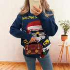 Women's Festive Knit Sweater with Holiday Motif