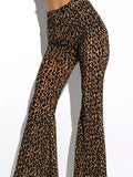 Women's High-Waisted Wide-Leg Leopard Print Pants