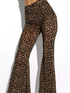 Women's High-Waisted Wide-Leg Leopard Print Pants