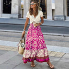 Women's Maxi Skirt in Playful Ethnic Design with Voluminous Hem