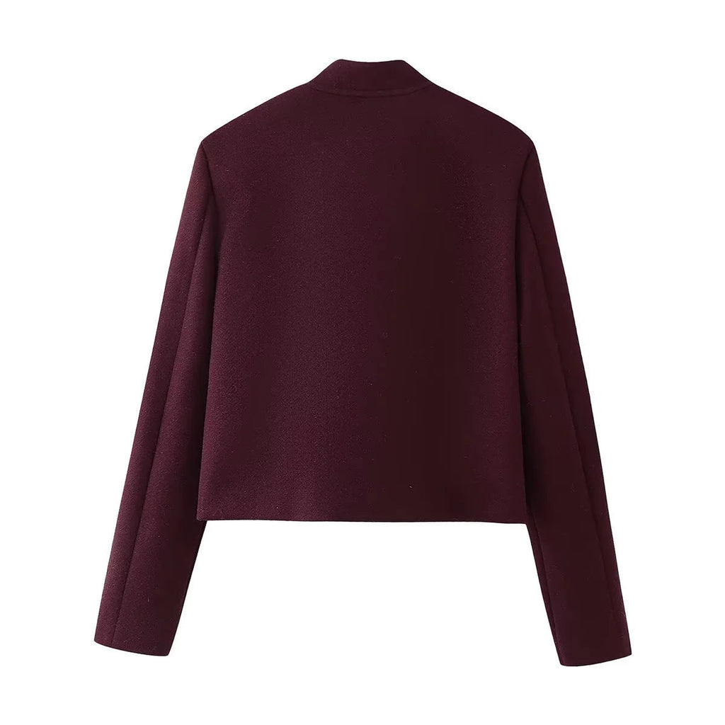 Women's Elegant Military-Style Jacket with Pockets