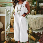 Women's Casual Wide-Leg Jumpsuit with Pockets