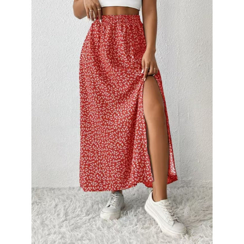 Women's Floral Maxi Skirt with Side Slit