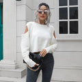 Women's Off-Shoulder Cropped Ribbed Sweater
