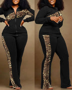 Denim-Style Tracksuit Set with Zipper