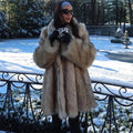 Women's Luxurious Faux Fur Coat with Voluminous Collar