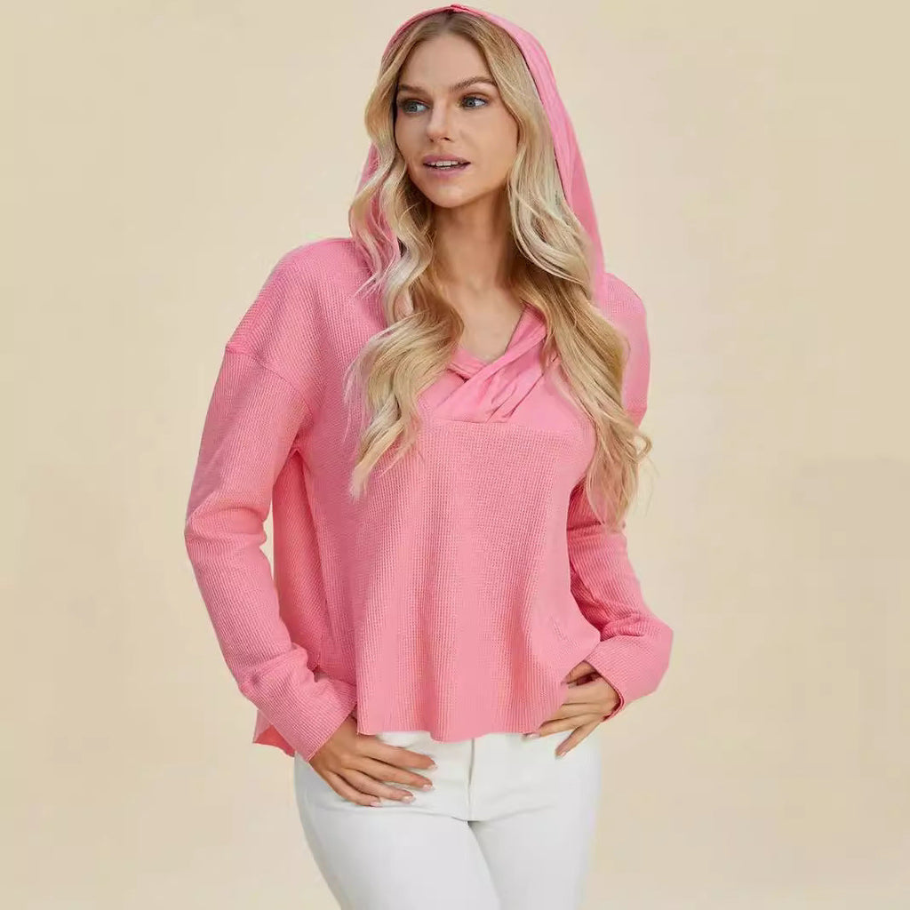 Women's Casual Hoodie with Unique Neckline