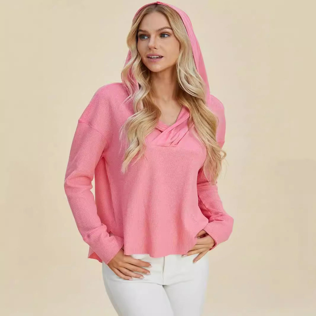 Women's Casual Hoodie with Unique Neckline