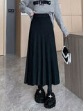 Women's Elegant Pleated Maxi Skirt with High Waist and Fine Texture