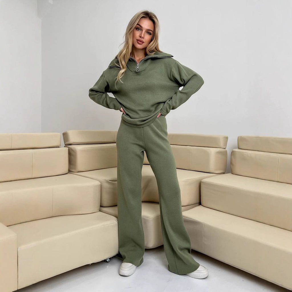 Women's Comfortable Sweat Set with High Collar