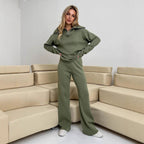 Women's Comfortable Sweat Set with High Collar