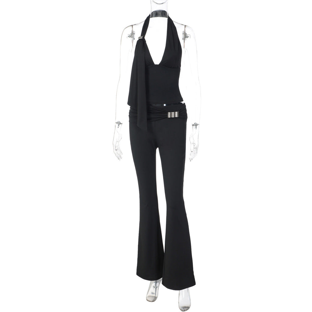 Women's Jumpsuit with Elegant Halter Design and Slim Fit