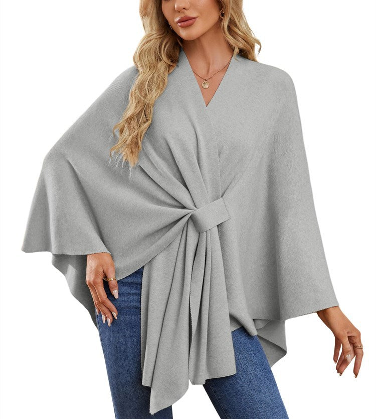 Women's Elegant Wrap Sweater with Asymmetrical Cut