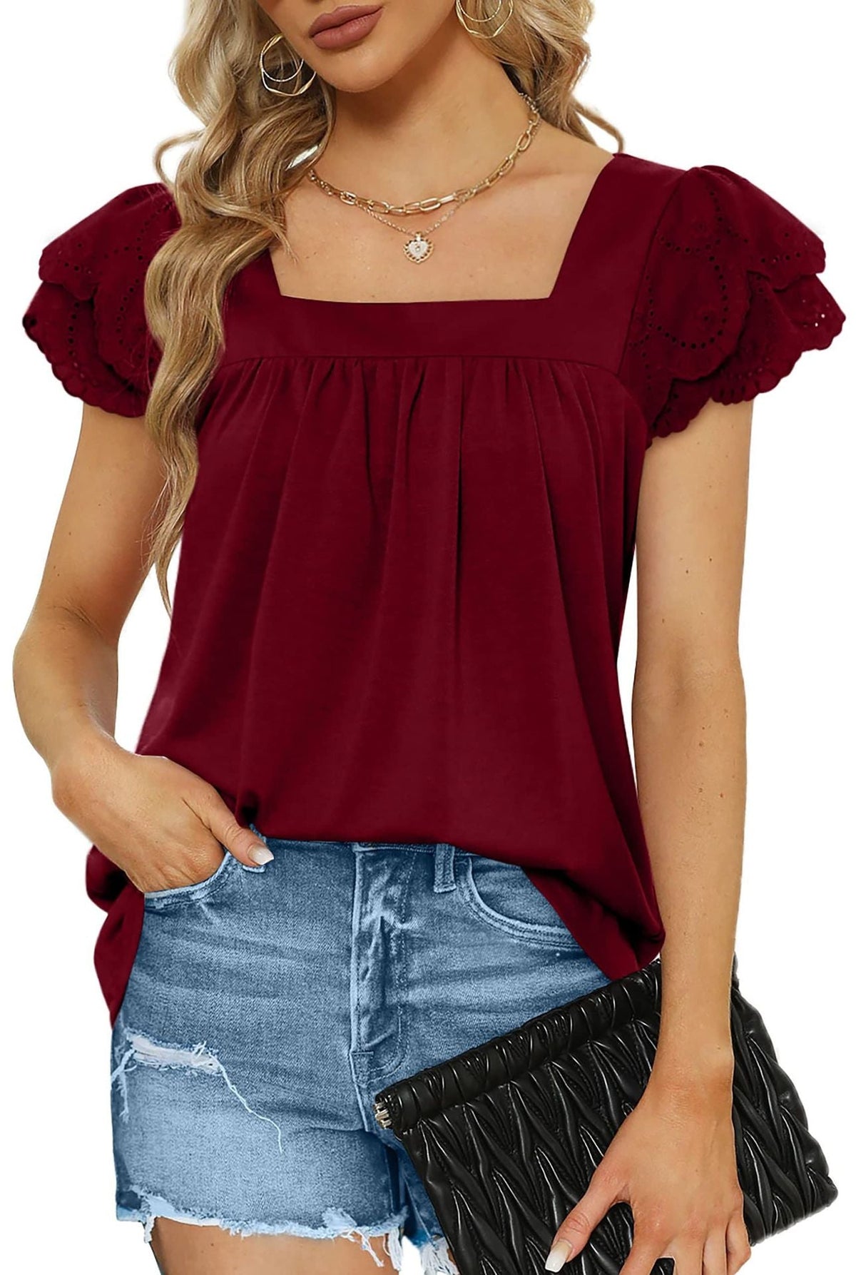 Women's Blouse with Decorative Puff Sleeves and Feminine Cut