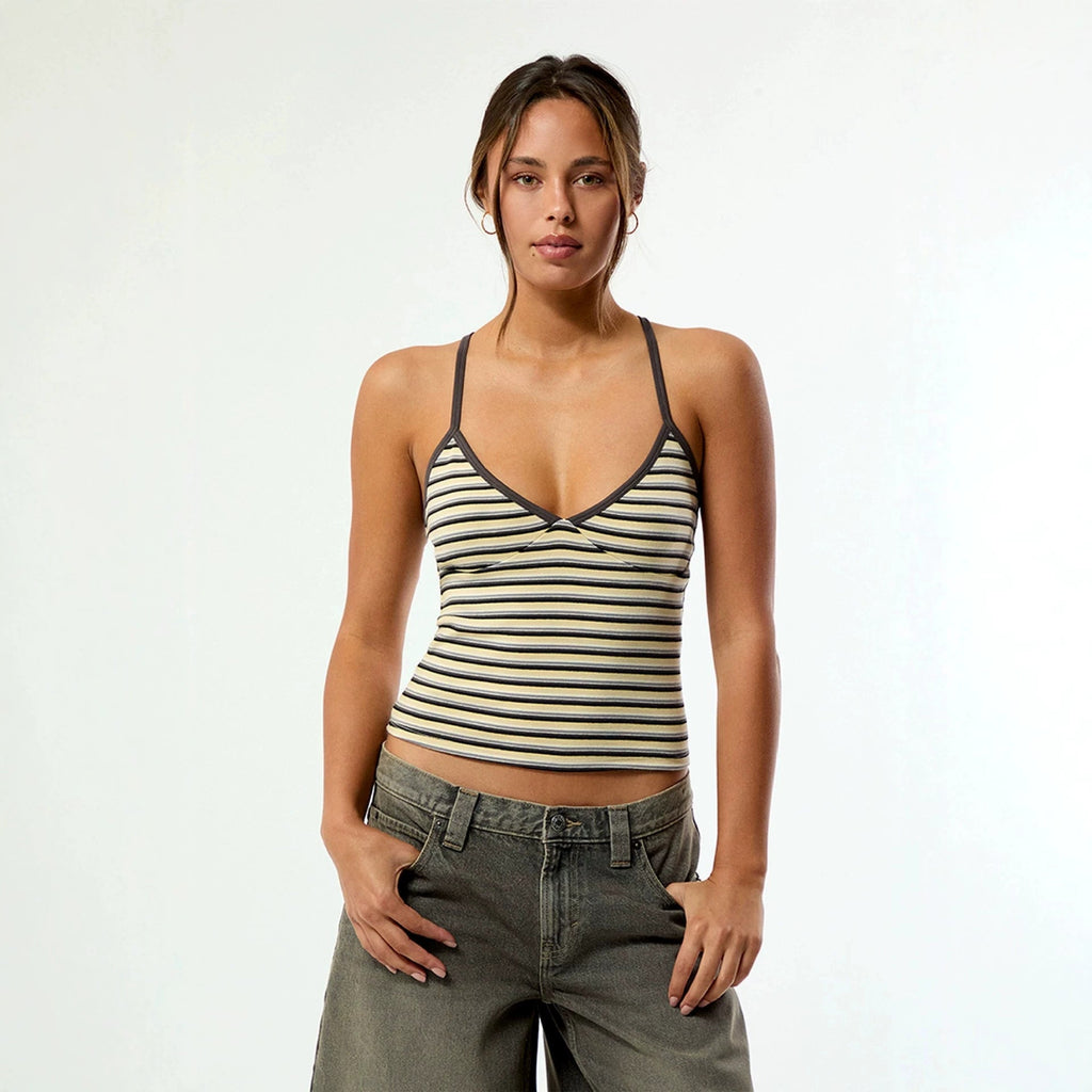 Women's Striped Camisole Top with Adjustable Straps