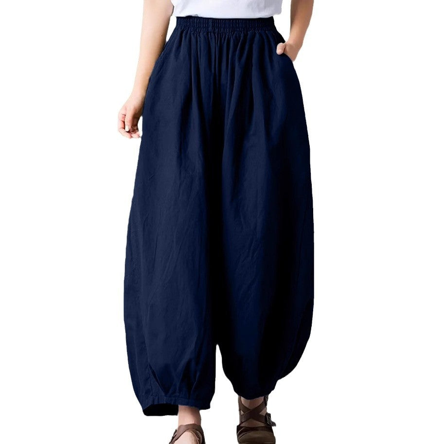 Women's Comfortable Loose Harem Pants with Elastic Waistband