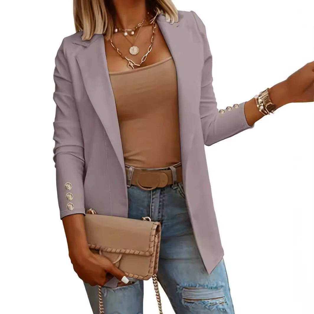 Women's Elegant Blazer with Fashionable Button Details