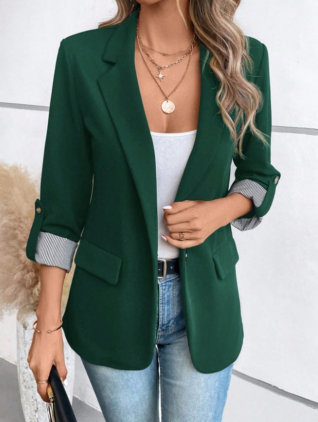 Women's Elegant Blazer with Striped Sleeves