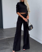 Women's Elegant and Modern Two-Piece Set with Wide Leg Pants