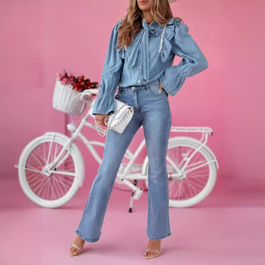 Women's Flared Jeans in Elegant Vintage Style