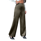 Women's Elegant High-Waisted Satin Wide-Leg Trousers
