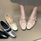 Women's Ballet Flats with Elegant Strap and Shimmer Finish