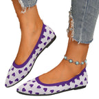 Women's Knit Ballerina Flats with Heart Pattern