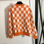 Women's Fashionable Plaid Knit Set with Button Detail and Casual Pants