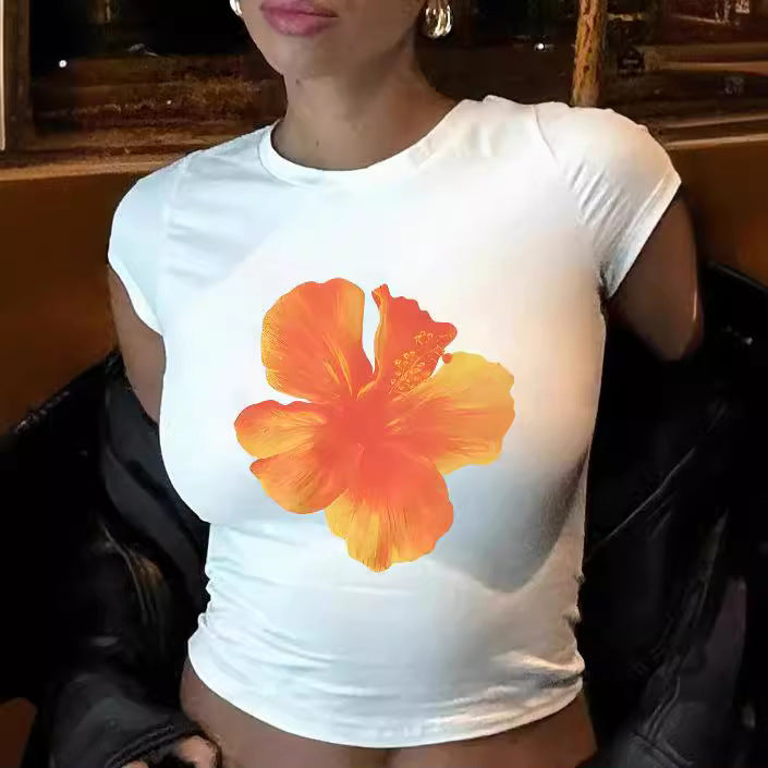 Women's Crop T-Shirt with Creative Bow Details