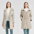 Women's Elegant and Warm Parka with Detachable Faux Fur Collar and Practical Lacing Details