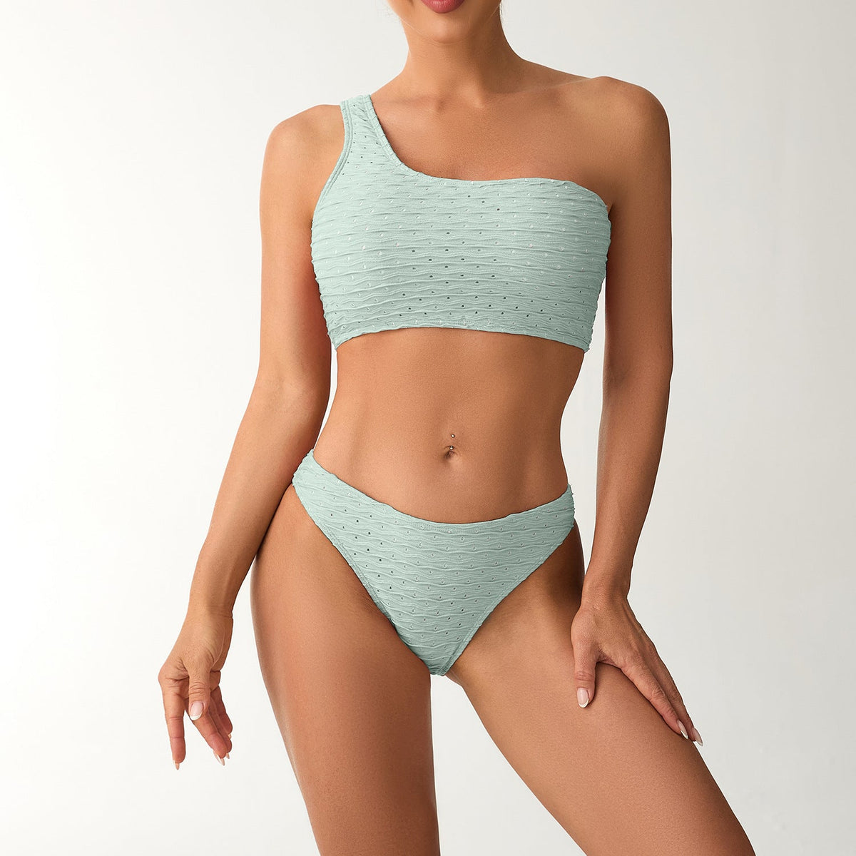 Women's Asymmetrical Bikini Set with Textured Surface