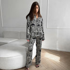 Elegant Zebra Print Plus Size Pajama Set