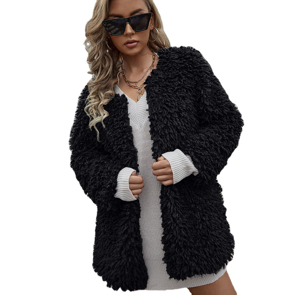 Women's Cozy Coat with Voluminous Faux Fur