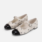Women's Ballet Flats with Decorative Strap and Glossy Toe
