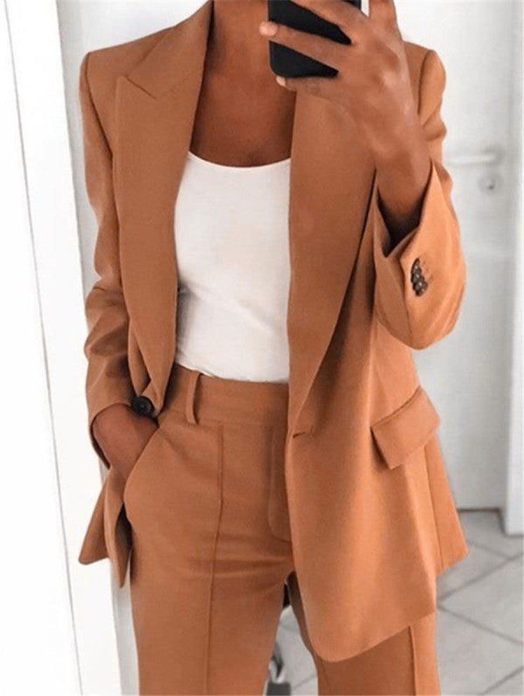 Women's Business Blazer Set with Oversized Silhouette