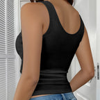 Women's Comfortable V-Neck Tank Top with Ribbed Texture