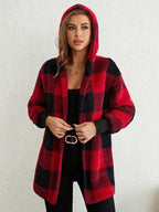 Women's Long Plaid Coat in Soft Material
