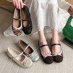 Women's Glitter Ballet Flats with Buckle Detail