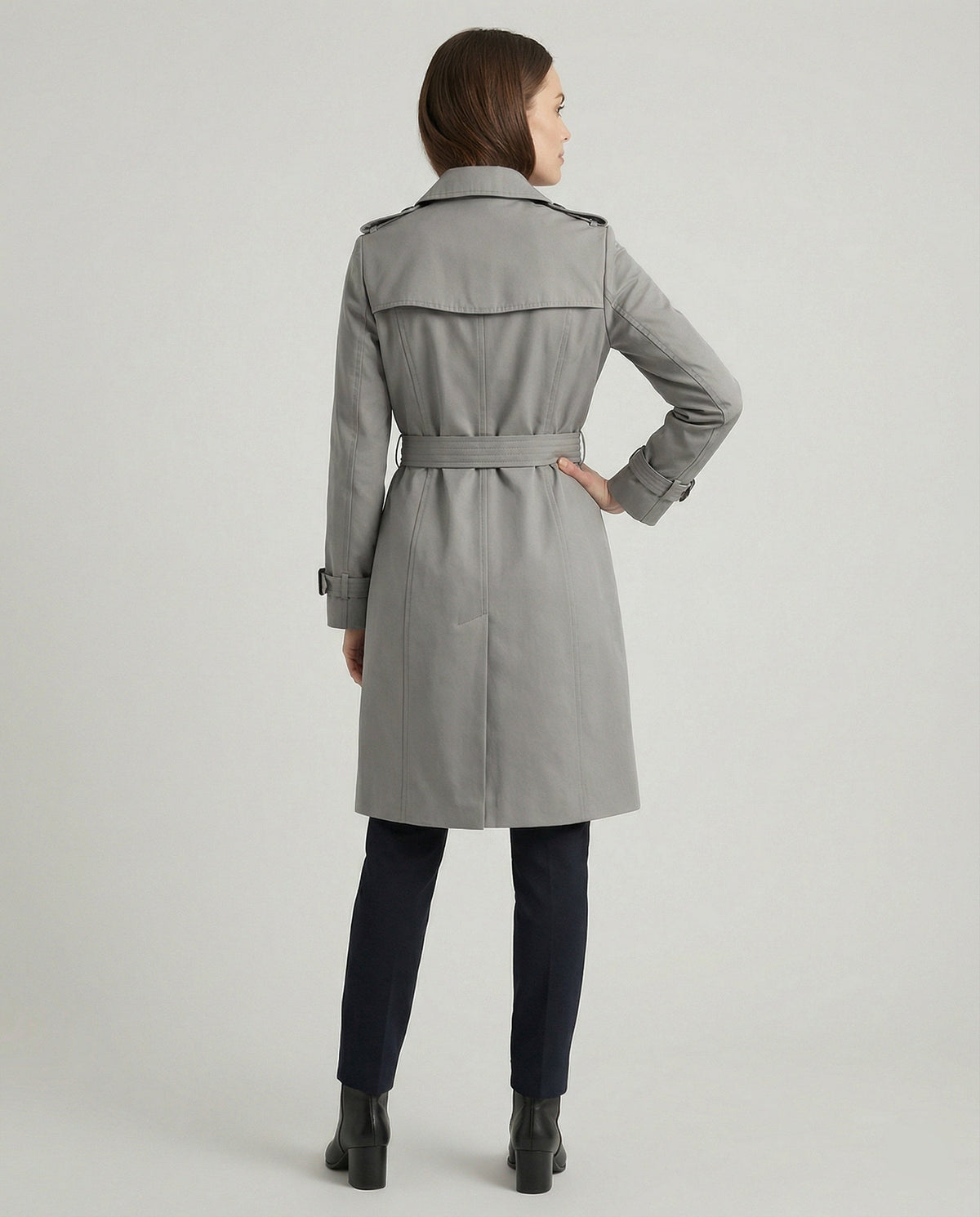 Women's Wide-Cut Double-Breasted Trench Coat with Belt and Epaulets