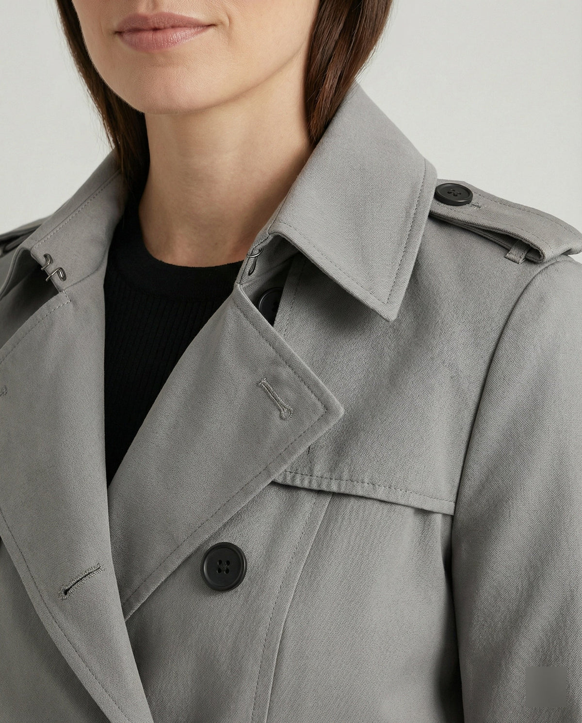 Women's Wide-Cut Double-Breasted Trench Coat with Belt and Epaulets